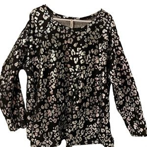 Black & Silver Cheetah Print Sweatshirt 3X